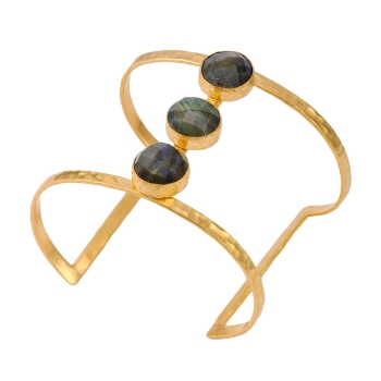 Bracelet made from brass, goldplated with Labradorite